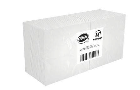 Servietter, Hvid, 24x24, 1-lags (500 stk/pk)