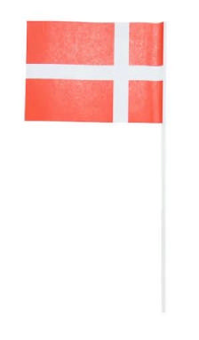 Dannebrogsflag, På Pind, Papir, 15x18cm(8 stk/pk)