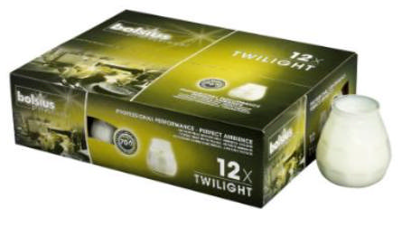 Lysbowle, Hvid, 70 brændetimer (12stk/kasse)