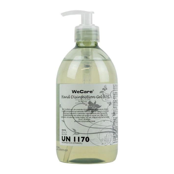 Hånddesinfektion, WeCare, 80% Gel m/pumpe, 500ml.