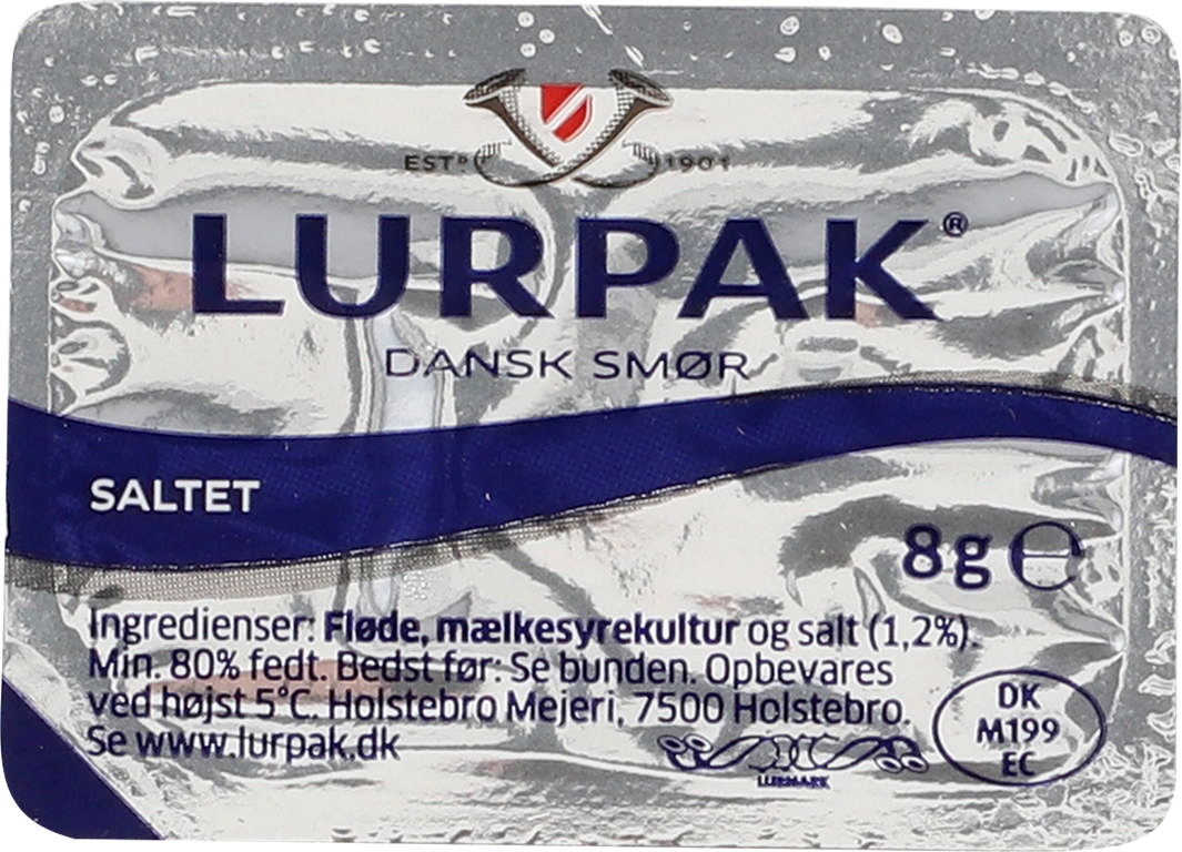 Smørbrikker, Lurpak, 8gr (100 stk/pk)
